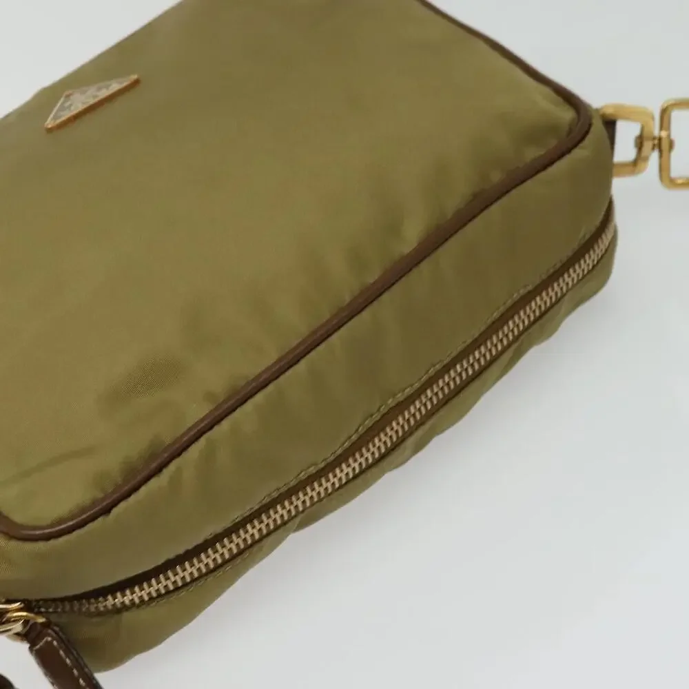 PRADA Shoulder Bag Nylon Beige Gold - Picture 6 of 12